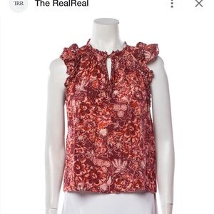 Ulla Johnson floral red ruffle blouse